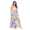 thumbnail image 2 of FORMRS Womens Long Sarong Beach Wrap Semi-Sheer Bikini Skirt Bathing Swimsuit Cover Up, Purple Wildflower Pattern, 2 of 7