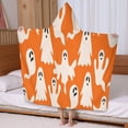 thumbnail image 5 of Orange Halloween Ghosts Hooded Bath Towel，60"x35" for Ages 3 To 12 Kids, Quick Dry Lightweight Soft Microfiber Hood Beach Towel Cover Up for Kids, 5 of 7