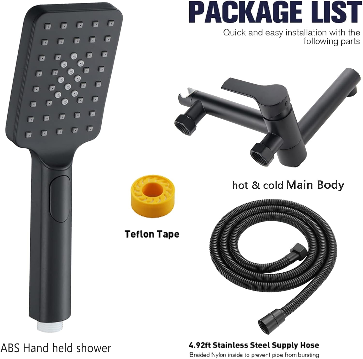 Handheld Bidet Toilet Sprayer Black, Wall Mount Bathroom Sprayer Attachment Kit for Toilet Wash, Baby Diaper Cloth Cleaning, Cleaner