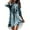 Blue, variant on Bathing Suit Cover Up Women Swimsuit Dress Bikini Beach Tunic Top Crochet Women's Summer Casual Turn-down Collar Long Sleeve Printed Smock Buttons With Pocket Shirt Dresses Navy XXL