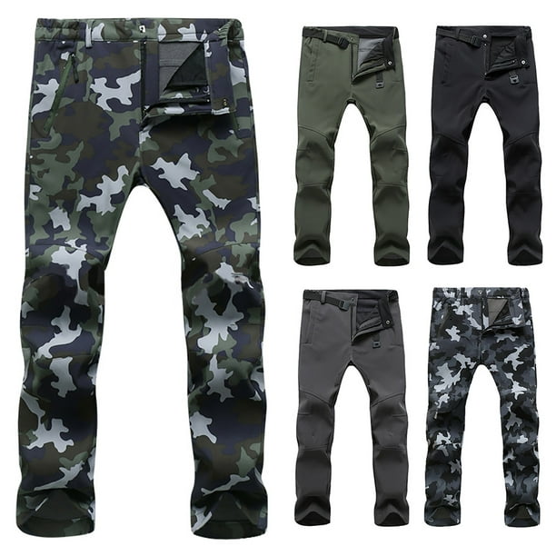 Hevirgo Men Winter Fishing Trekking Hiking Pants Camouflage Plush Thick Long Trousers Other 2xl