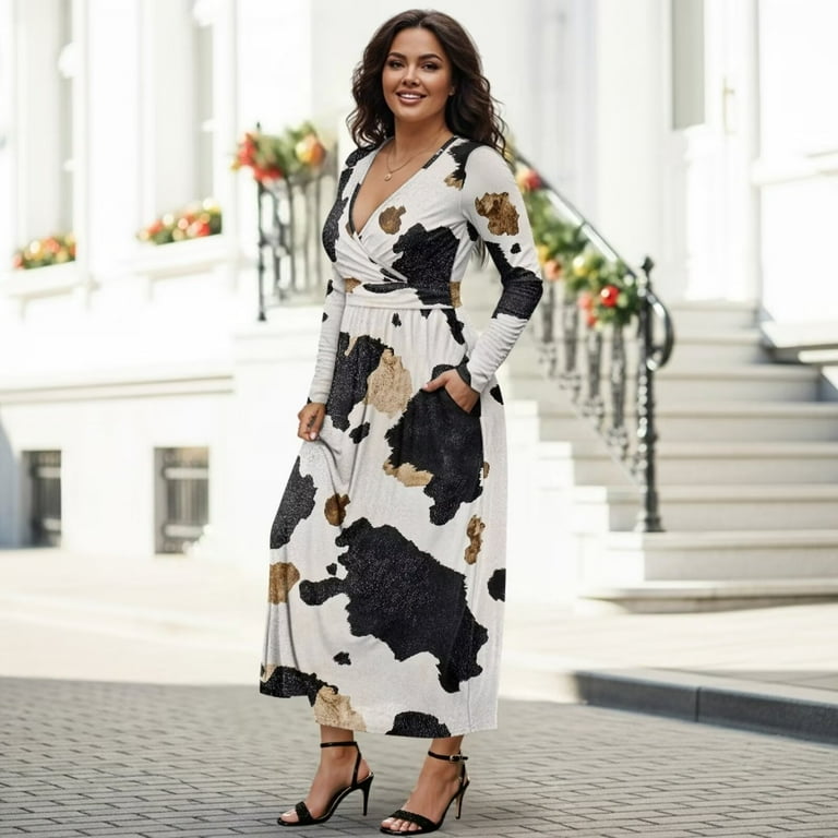 cow print dress long sleeve Rock & Roll Denim Women's Cow Print Long Sleeve Mesh Mini Dress