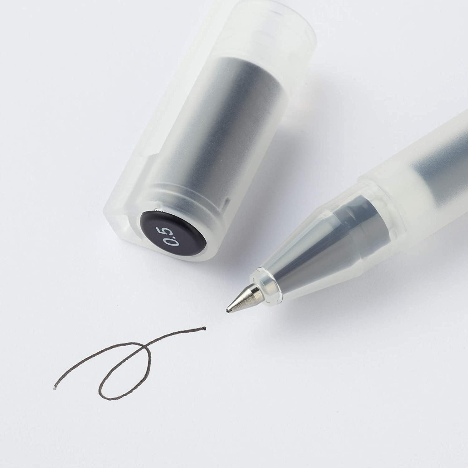 Muji Gel Ink Ballpoint Pen Cap Type 10-Pieces Set, 0.5 mm Nib Size, Black