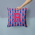 thumbnail image 2 of Letter R Football Harvard Crimson and Yale Blue Fabric Decorative Pillow, 2 of 4