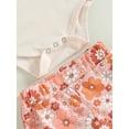 thumbnail image 5 of LMLYSoH Baby Girls Pants Set, Short Sleeve Letters Rainbow Print Romper with Floral Flare Pants and Headband, 5 of 7