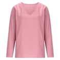 thumbnail image 5 of CONZONE Womens Summer Cotton Linen T-Shirts Long Sleeve T Shirts for Women Casual V Neck Solid Color Lightweight Tees Soft Cozy Dailywear, 5 of 6