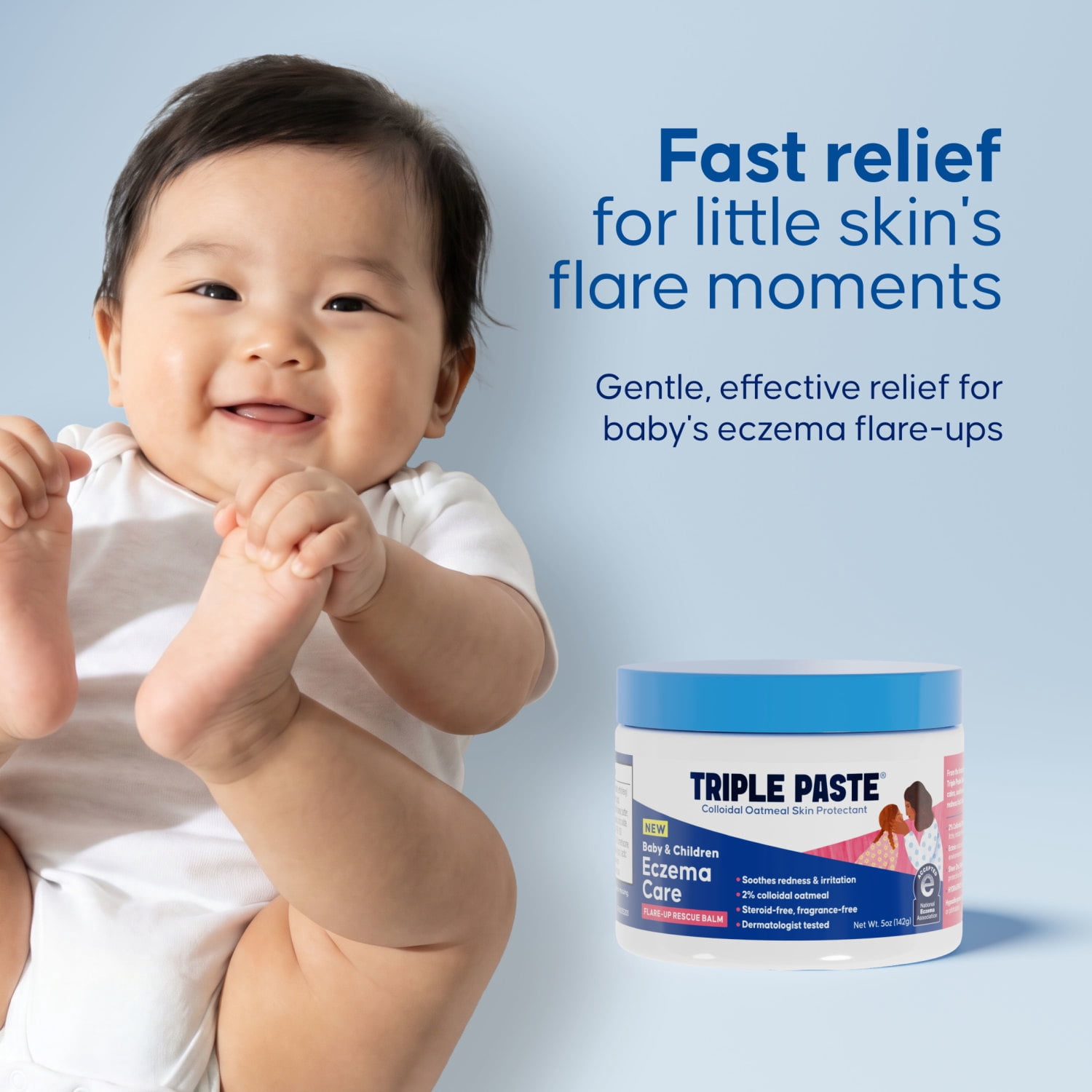 Triple Paste Baby & Children Eczema Care Flare-Up Rescue Balm, with 2% Colloidal Oatmeal & 1% Ectoin, 5 oz