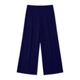 thumbnail image 6 of Inverelee Women's High Waist Solid Relaxed Fit Cropped Wide Leg Culottes Lightweight Breathable Casual Capri Pants Navy XXL, 6 of 6