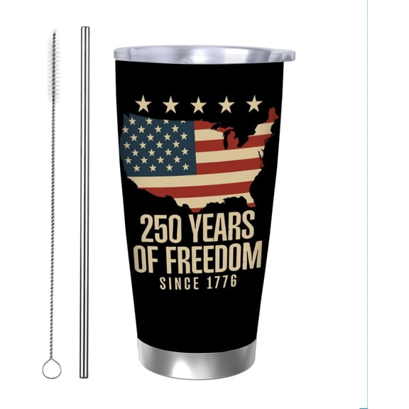 250th Birthday America 4th Of July Travel Coffee Tumbler for Aunt, Patriotic USA Flag Stainless Steel Vacuum Insulated Cup with Lid Straw 20oz