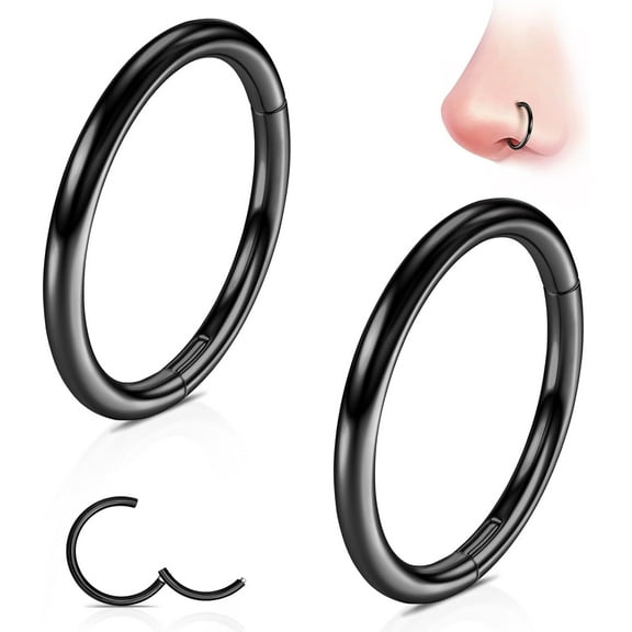 G23 Titanium Nose Rings Hoops: 2Pcs 20G 18G 16G Seamless Nose Hoop 6mm 7mm 8mm 9mm 10mm Septum Rings Hypoallergenic Lip Rings Cartilage Helix Daith Conch Tragus Rook Belly Button Piercing Jewelry