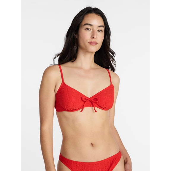 Time and Tru Women’s and Women's Plus Underwire Eyelet Bikini Top, Sizes XS-3X