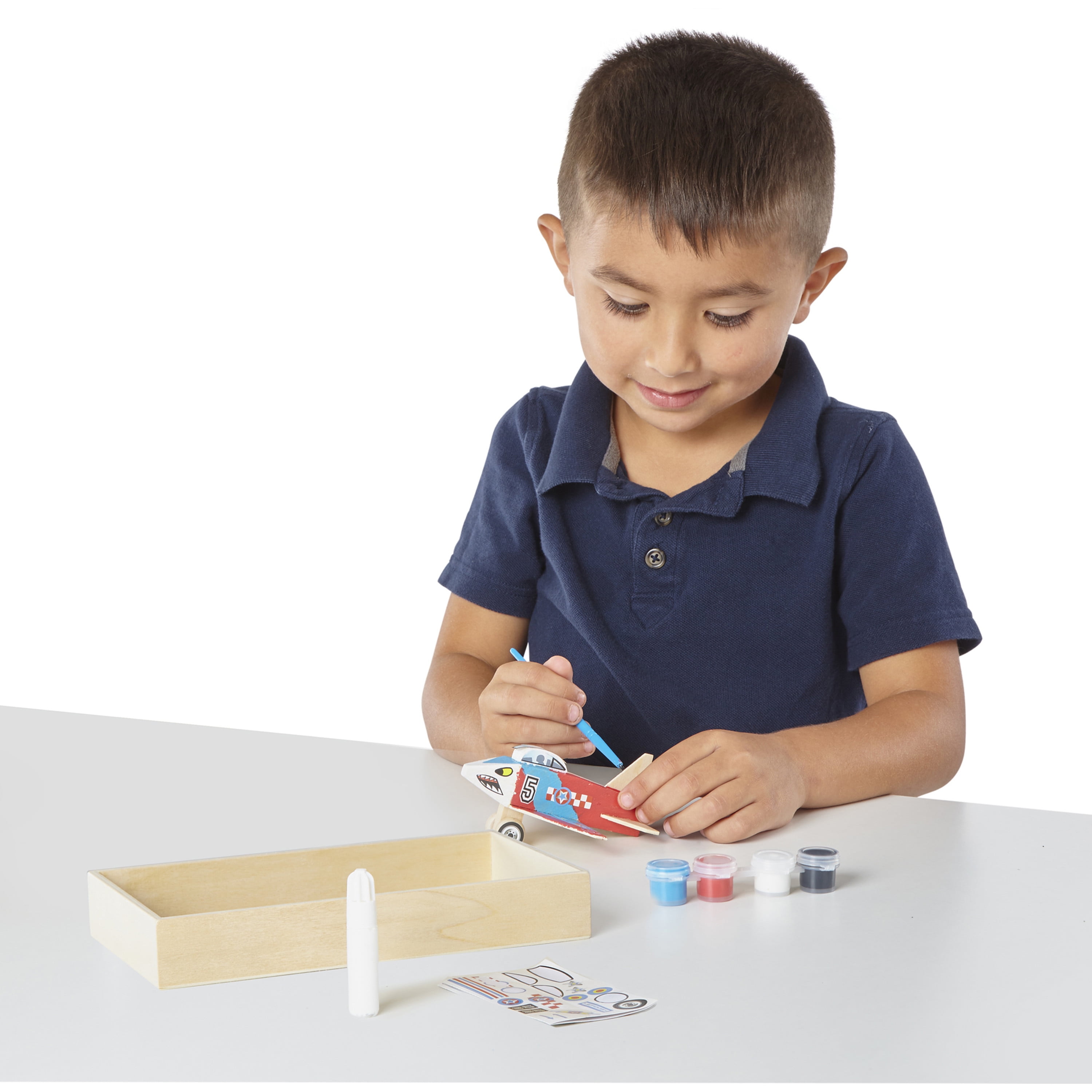 Melissa & Doug Decorate-Your-Own Wooden Craft Kits Set - Plane, Train, and  Race Car