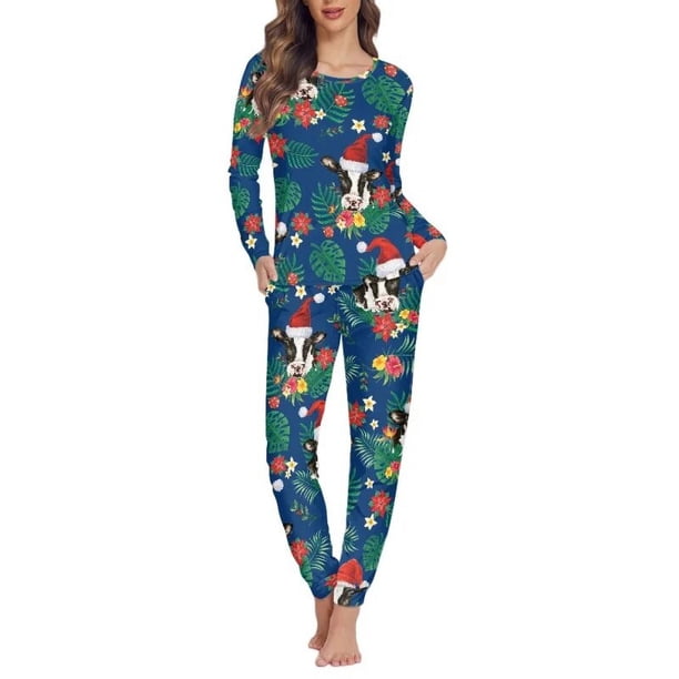 Conjunto de Pijama informal para mujer, ropa de dormir de dos piezas, jersey de manga larga, estampado a pedido, regalos de navidad
