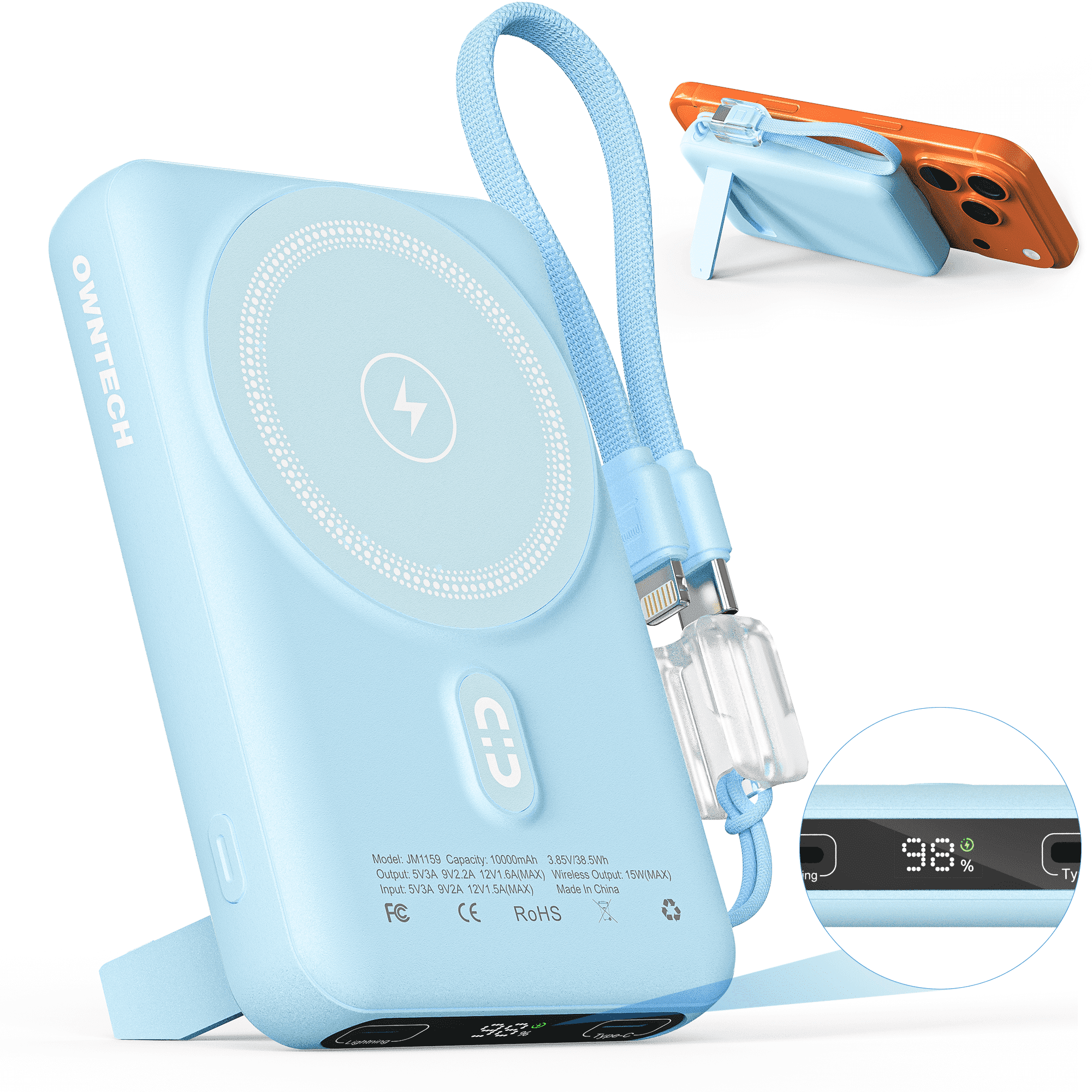 AUKEY 10000mAh Power Bank, 20W PD USB C, 10W Qi Wireless Charger