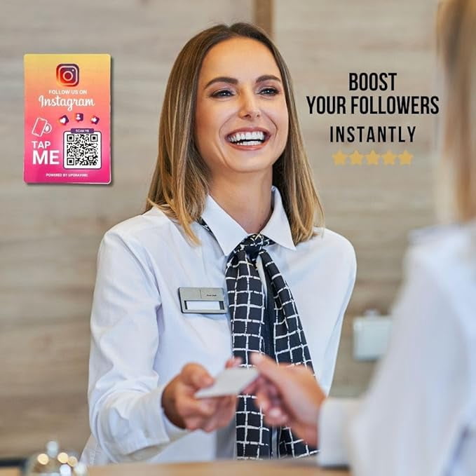 Boost Followers with Reusable QR & NFC Tap Sticker - Easy Follow Tap Sticker for Your Business, Store & Shop Followers Quickly - (2 Stickers)