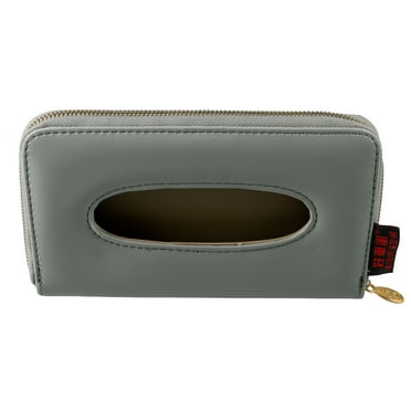 Unique Bargains Car Sun Visor Backseat Tissue Napkin Box Holder Case PU Leather for SUV Truck RV Gray
