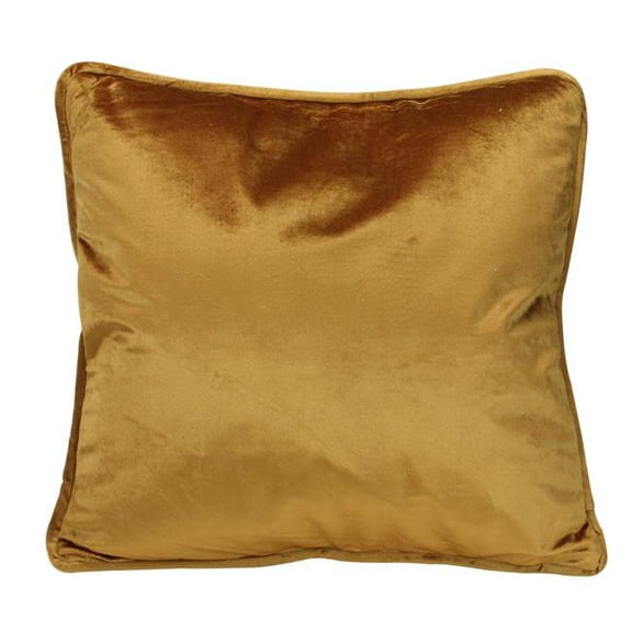 17 in. Golden Mustard Plush Velvet Square Throw Pillow
