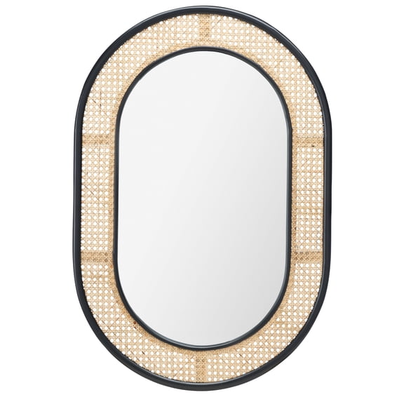 SAFAVIEH Cayce 23.7 in. x 35.5 in. Solid Frame Mirror, Black/Natural