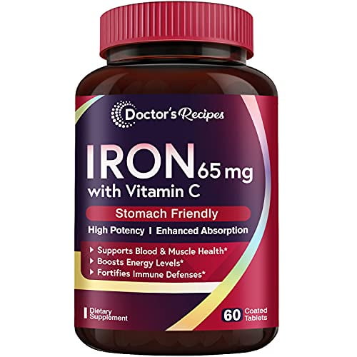 Doctor?s Recipes Iron 65 mg Carbonyl Iron with Vitamin C, Maximized