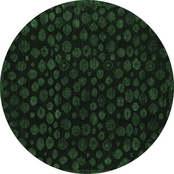 Ahgly Company Indoor Round Abstract Emerald Green Modern Area Rugs, 3' Round