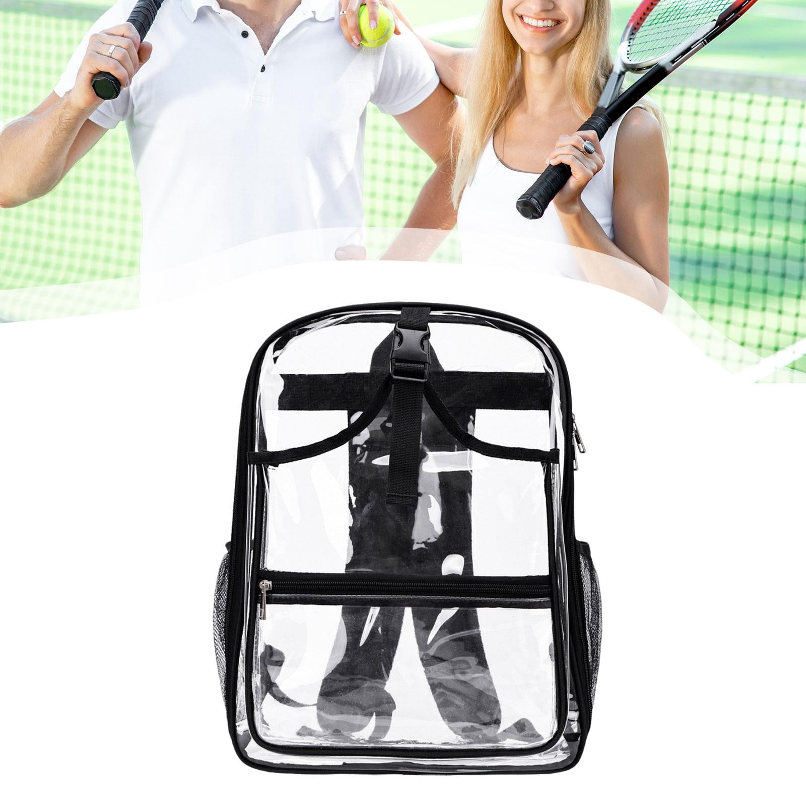 funtasica Tennis Backpack ,Racket Bags ,PVC, Lighweight Clear Large Capacity Unisex Gym Badminton Bag Tennis Rucksack for Men and Women Black