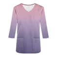 thumbnail image 3 of Womens Workout Uniforms, Scrub Tops for Women Fall Plus Size Fashion Loose Fit Ombre Tie Dye V Neck Long Sleeve Shirts with Pockets, 3 of 3