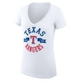 thumbnail image 2 of Women's G-III 4Her by Carl Banks White Texas Rangers Super-Slim Fit Lightweight City Graphic V-Neck T-Shirt, 2 of 5
