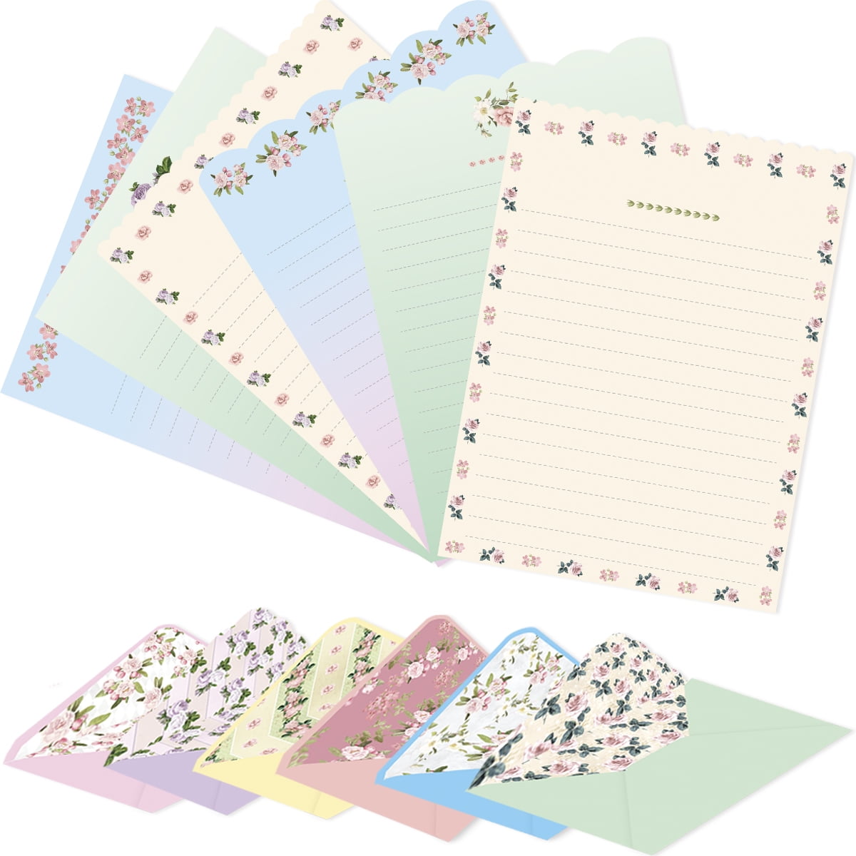 8x Vintage Design Writing Paper Letter Pad Envelopes Student Stationery Supplies 