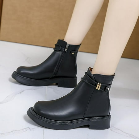 

Tdoqot 2022 Boots for Women- Chunky Heel Christmas Gifts Casual Mid-Heel Women s Ankle Boots Black 36