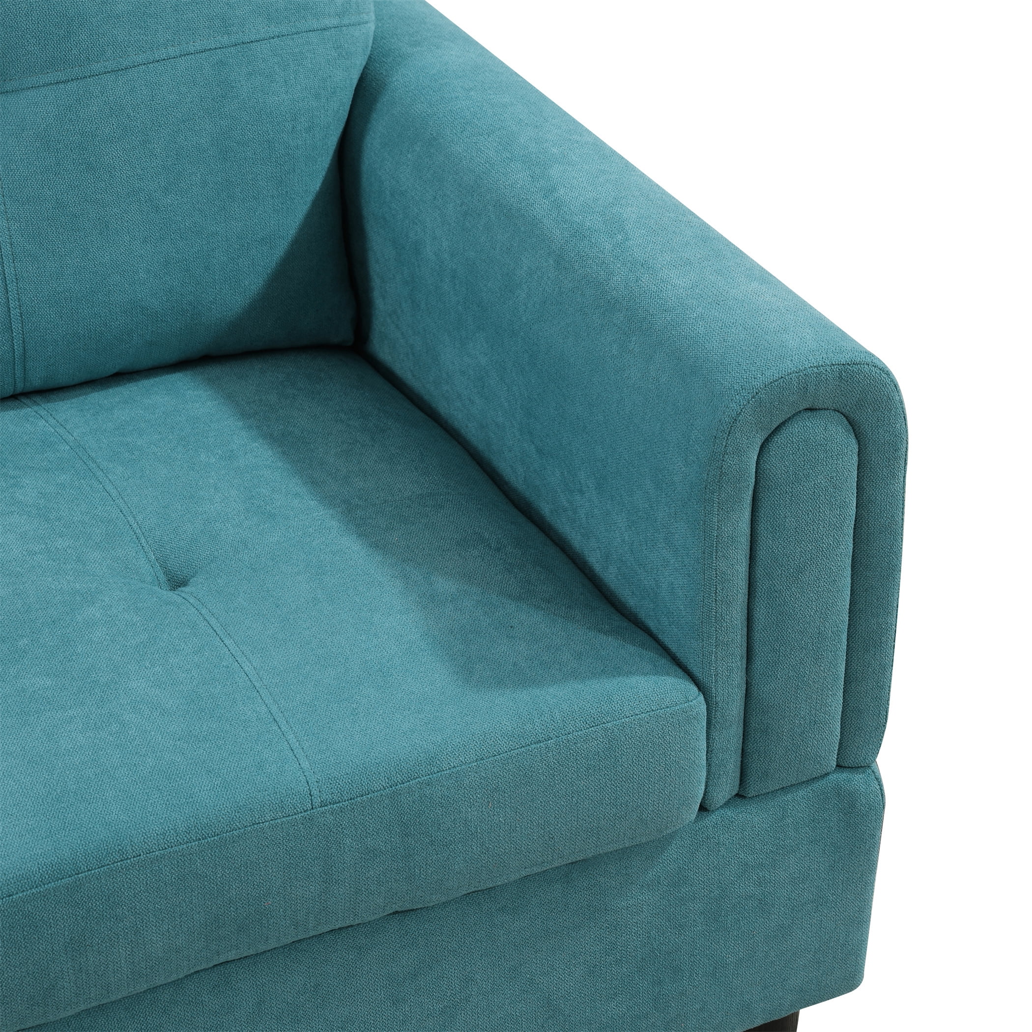 Aukfa 97" Classic Sectional Sofa 4 Seat L shape Couch with Oversized Left Chaise for Living Room, 2Pillows, Linen, Aqua Blue