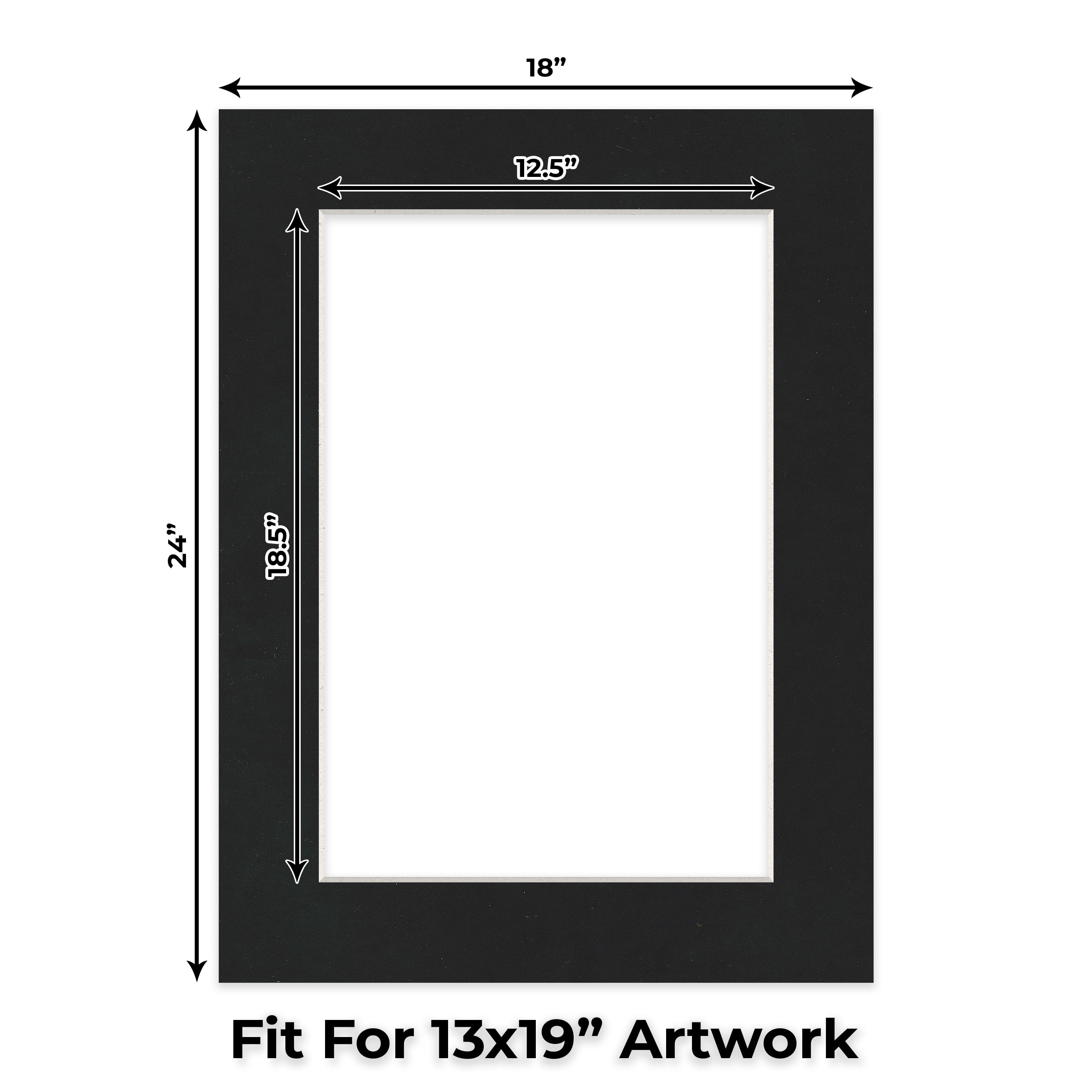Black Suede Picture Frame Mat for 18x24 Frames - Fits 13x19 Photos - 50 Mats