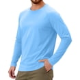 thumbnail image 3 of WTOBBY Men's Raglan Sleeve Sports Top in Solid Color with Long Sleeve Design for Active Wear Lightweight and Comfortable Athletic Shirt for Training ,Blue L, 3 of 6