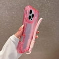 thumbnail image 4 of 3-in-1 Clear Phone Case For iPhone 16 Pro Max,Shockproof Protective Transparent Case,Heavy Duty Protection,With Wrist Strap,Rugged Anti-drop Non-Slip Tough Durable Phone Case,Pink, 4 of 10