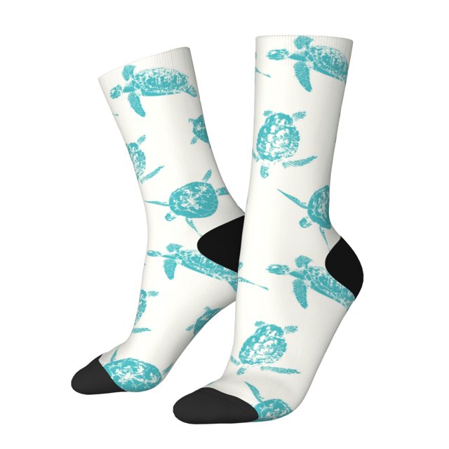 Fotbe Turtle Calcetas Largas con Estampado para Hombre y Mujer – Calcetas de Compresión Transpirables y Elásticas, Viajar y Uso Diario Talla 5-11