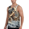 thumbnail image 2 of Gukieu Wolf Family Winter Wonderland Print Men's Quick Dry Fitness Vest, Round Neck Sleeveless Fitness Bodybuilding Top-4X-Large, 2 of 7