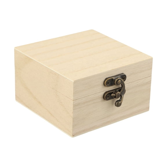 Homena Wooden Square Storage Box with Flip Top and Secure Closure 10 by 10 by 6