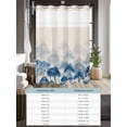thumbnail image 6 of No Hook Cloth Fabric Shower Curtain with Snap in Liner, Navy Blue Forest Waterproof Shower Curtains Set with See Through Top Window, Rustic Botanical Tree Scenery Beige Bath Curtains Shower 72"x84", 6 of 6
