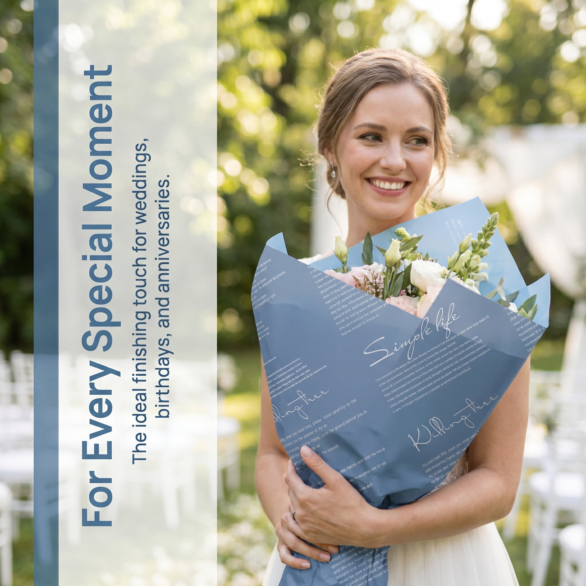 Unique Bargains Waterproof Gift Wrap Paper for Bouquets and Gifts Navy Blue 22.4"x 22.4"