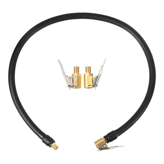 1 Juego de manguera de extensión para inflador de vástago de válvula de neumático, 60cm, 24 ", con conector no desinflable para coche y moto