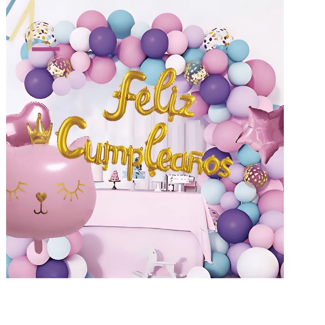 72 Globos De Cumpleaños Decoración De Fiestas Eventos Gato Xtellar multicolor
