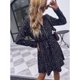 thumbnail image 3 of Zip Up Polka Dot Print Collared Dress for Women Above Knee Length, 3 of 3