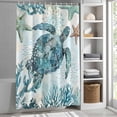 thumbnail image 3 of Ocean Turtle Starfish Fabric Shower Curtain Summer Blue Washable Shower Curtains for Bathroom, Waterproof Bath Curtain with Hooks Home Decor 72x72in, 3 of 8