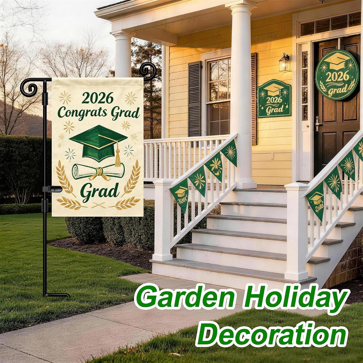 Garden Flag Stand,Sturdy Holder Pole for Outside House,Yard Flags with one Tiger Clip,Yard Banner Holiday Decorations Outdoor Lawn