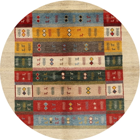 Ahgly Company Machine Washable Indoor Round Contemporary Sienna Brown Area Rugs, 8' Round