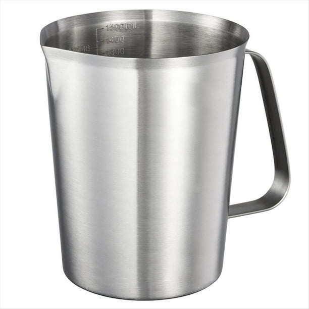 Medidora de Acero Inoxidable 304 con Asa y Labio Vertedor, Jarra de Metal con Marcas de Oz y ML, 48OZ/1500 ML - 6 Tazas)