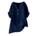 thumbnail image 3 of Womens Loose Buttons Down Blouse Tops Solid Casual Short Sleeve Shirt Blouse, 3 of 3