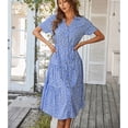 thumbnail image 2 of Vestido De Manga Corta De Verano Para Mujer, Vestido Informal Elástico Para Mujer, Dobladillo Suelto De Cintura Alta Para El Ocio Para Ir De Compras ANGGREK  Otros, 2 of 6