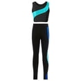 thumbnail image 2 of YiZYiF Girls 2-Piece Outfit Set Activewear Mesh Racer Back Tank Top with Leggings Lake Green&Blue 8, 2 of 7