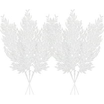 ERDOUY Christmas Glitter Stems 24pcs Artificial Pine Tree Picks for Christmas Tree Ornaments fillers, DIY Xmas Wreath, Crafts, Garland, Holiday, Party, Wedding and Home Decoration (White)