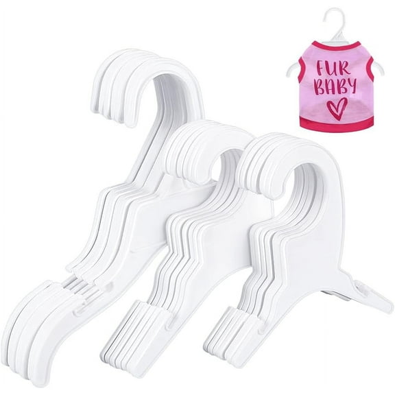 18 Packs Pet Apparel Hangers 3 Styles White Pet Clothes Hanger Cute Plastic Flexible Dog Clothes Hangers Mini Plastic Hangers for Dog Puppy Cat Pet Clothes